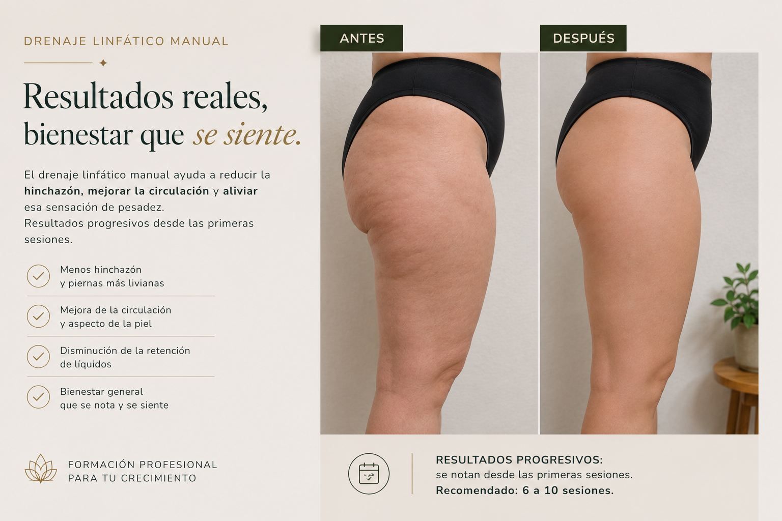 Cambios visibles con drenaje linfático aplicado con constancia